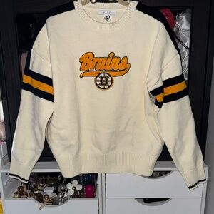 Cream and Black Bruins Sweater